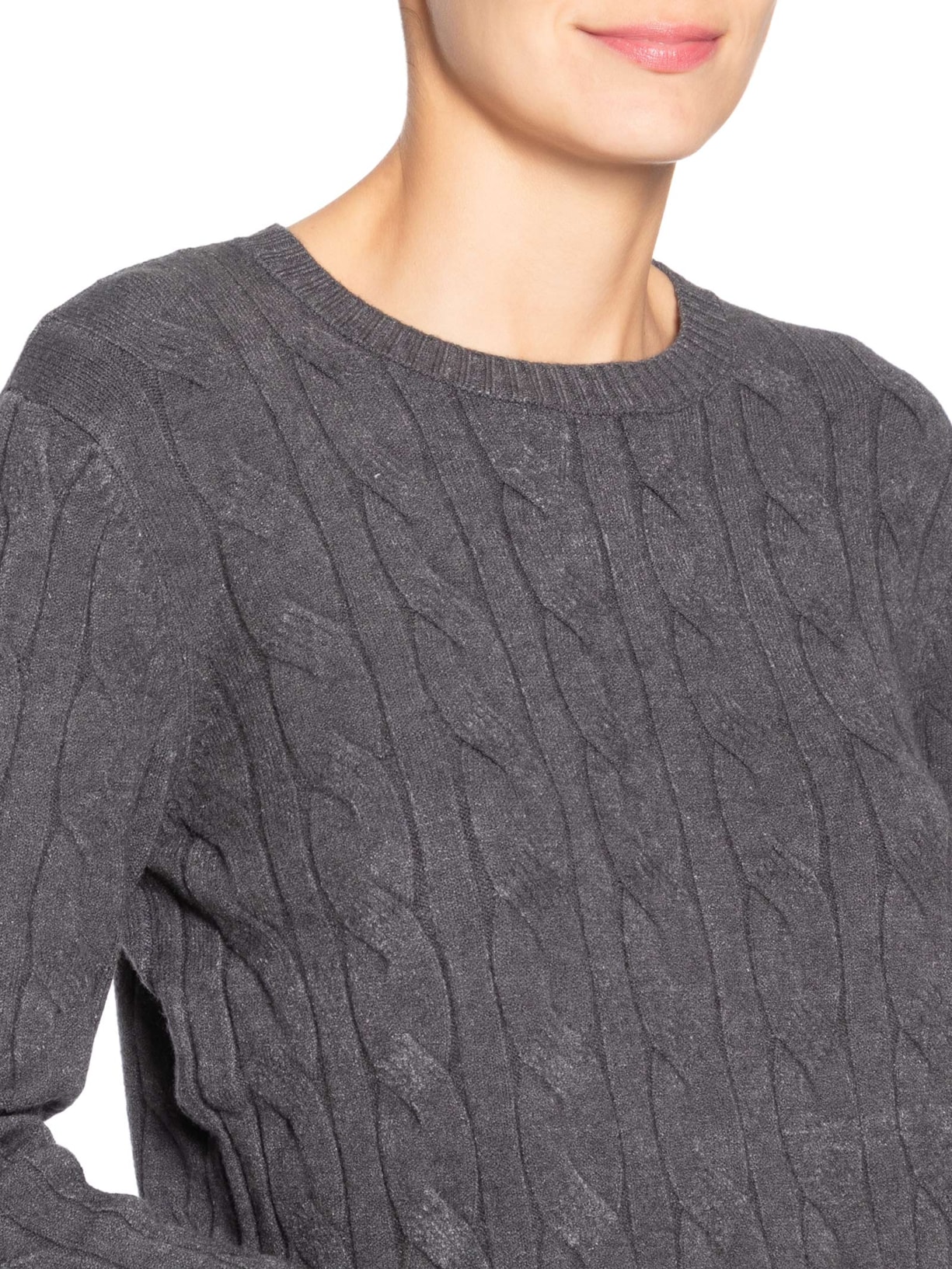 Suéter Feminino Texturizado Em Tricot Cinza Basiq