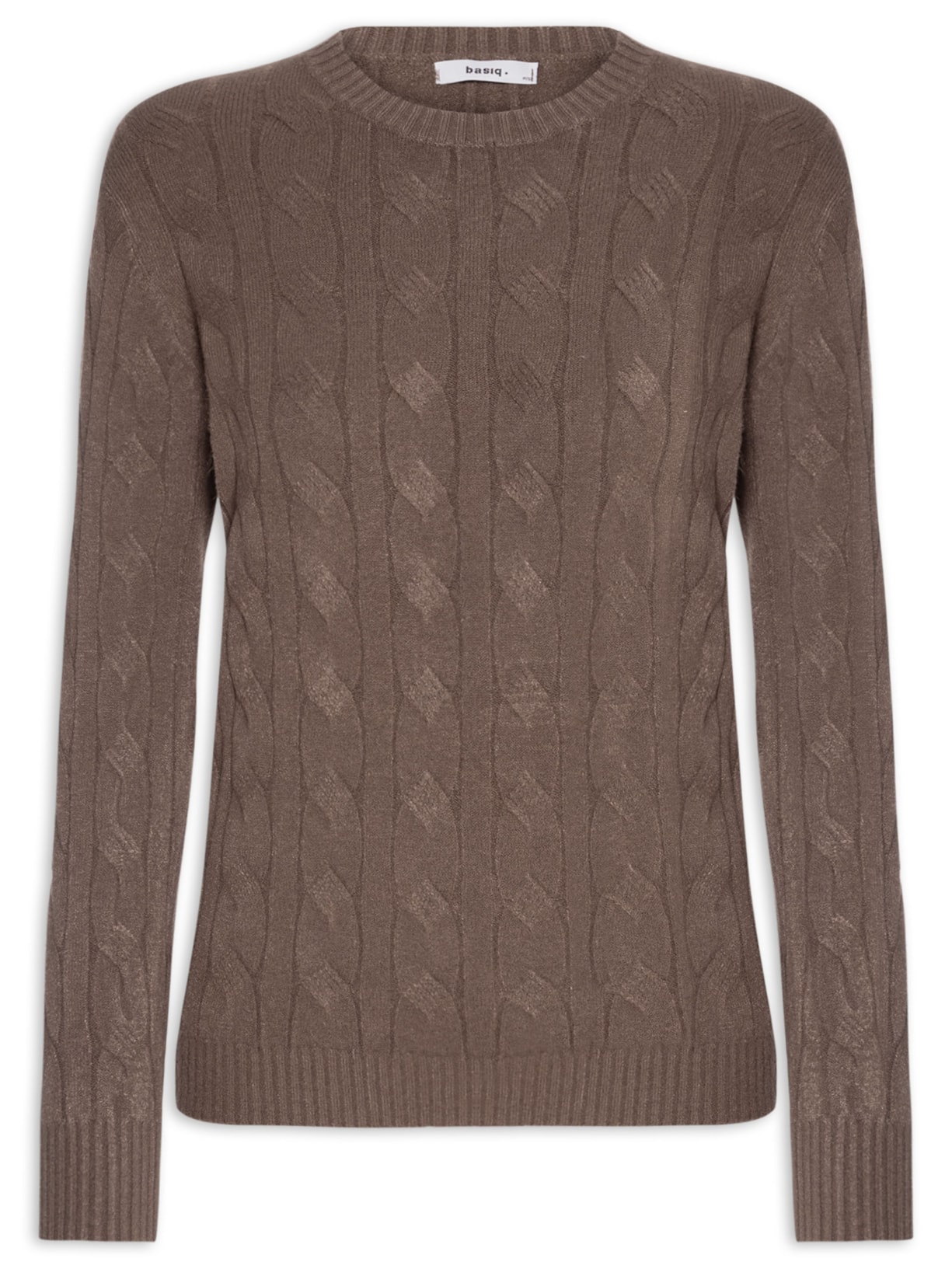 Suéter Feminino Texturizado Em Tricot Marrom Basiq