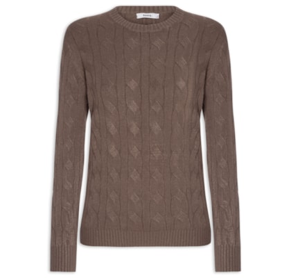 Suéter Feminino Texturizado Em Tricot - Marrom