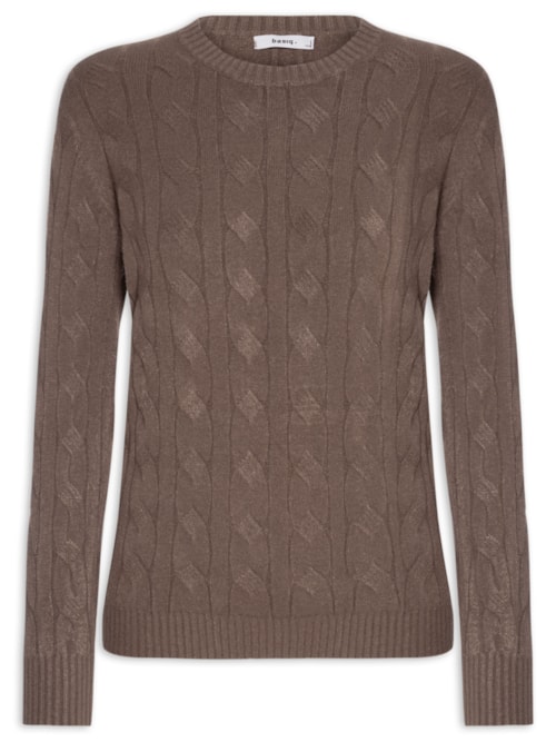 Suéter Feminino Texturizado Em Tricot - Marrom