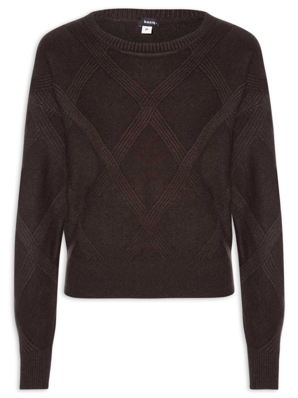 Suéter Feminino Texturizado Em Tricot - Marrom