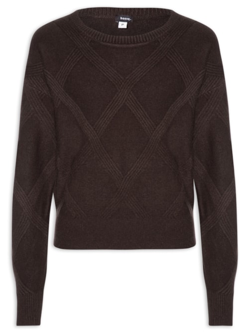 Suéter Feminino Texturizado Em Tricot - Marrom