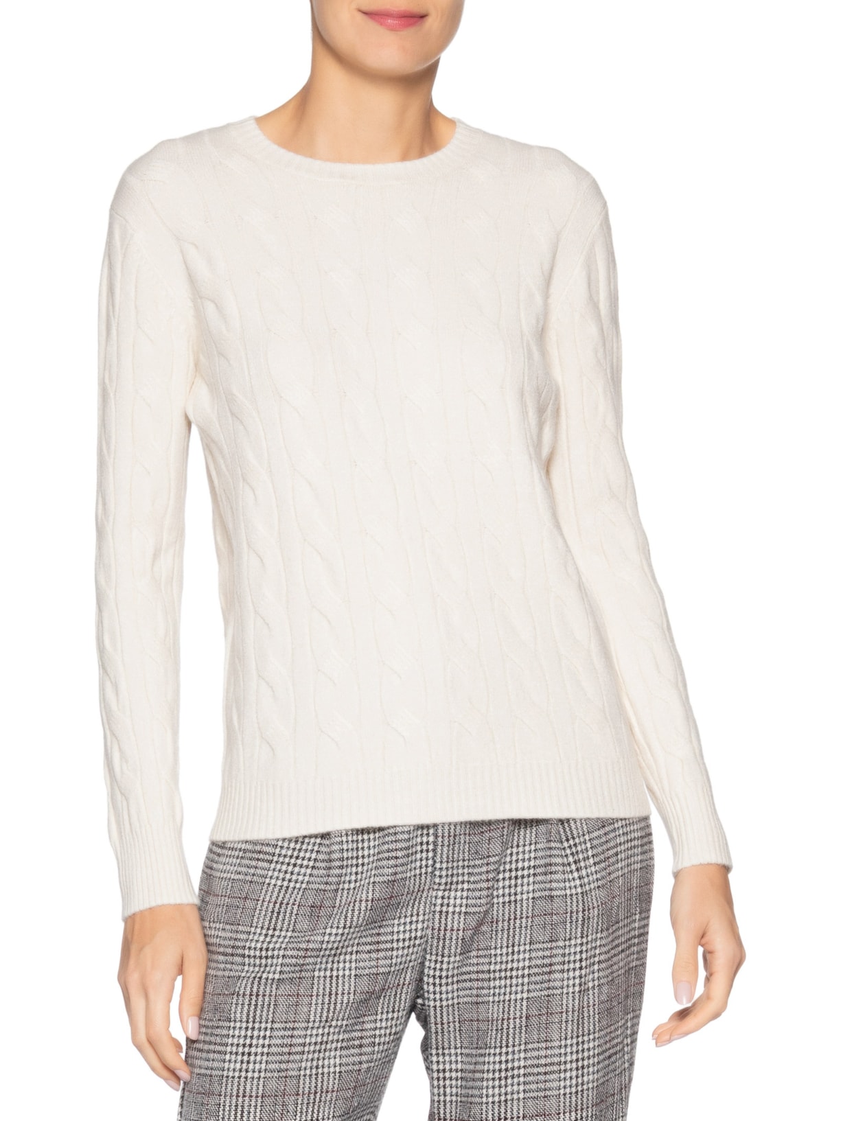 Suéter Feminino Texturizado Em Tricot Off White Basiq