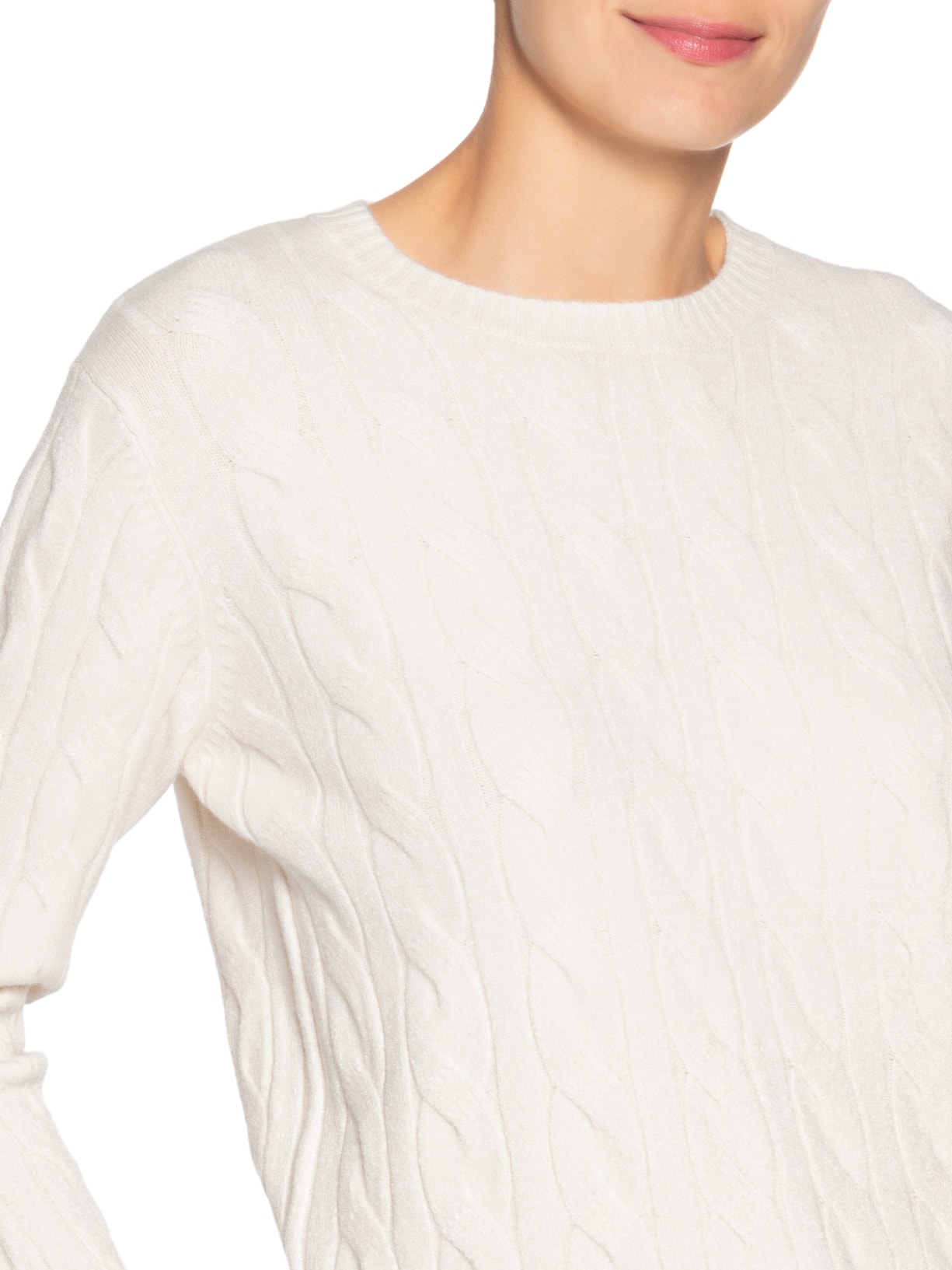 Suéter Feminino Texturizado Em Tricot Off White Basiq