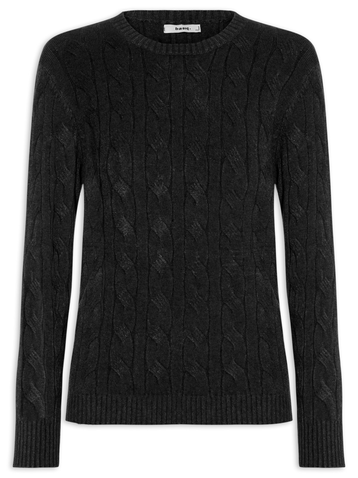 Suéter Feminino Texturizado Em Tricot Preto Basiq