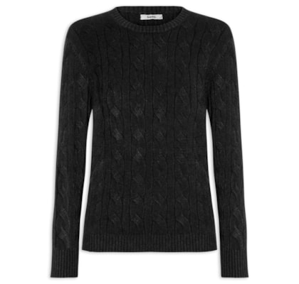Suéter Feminino Texturizado Em Tricot - Preto