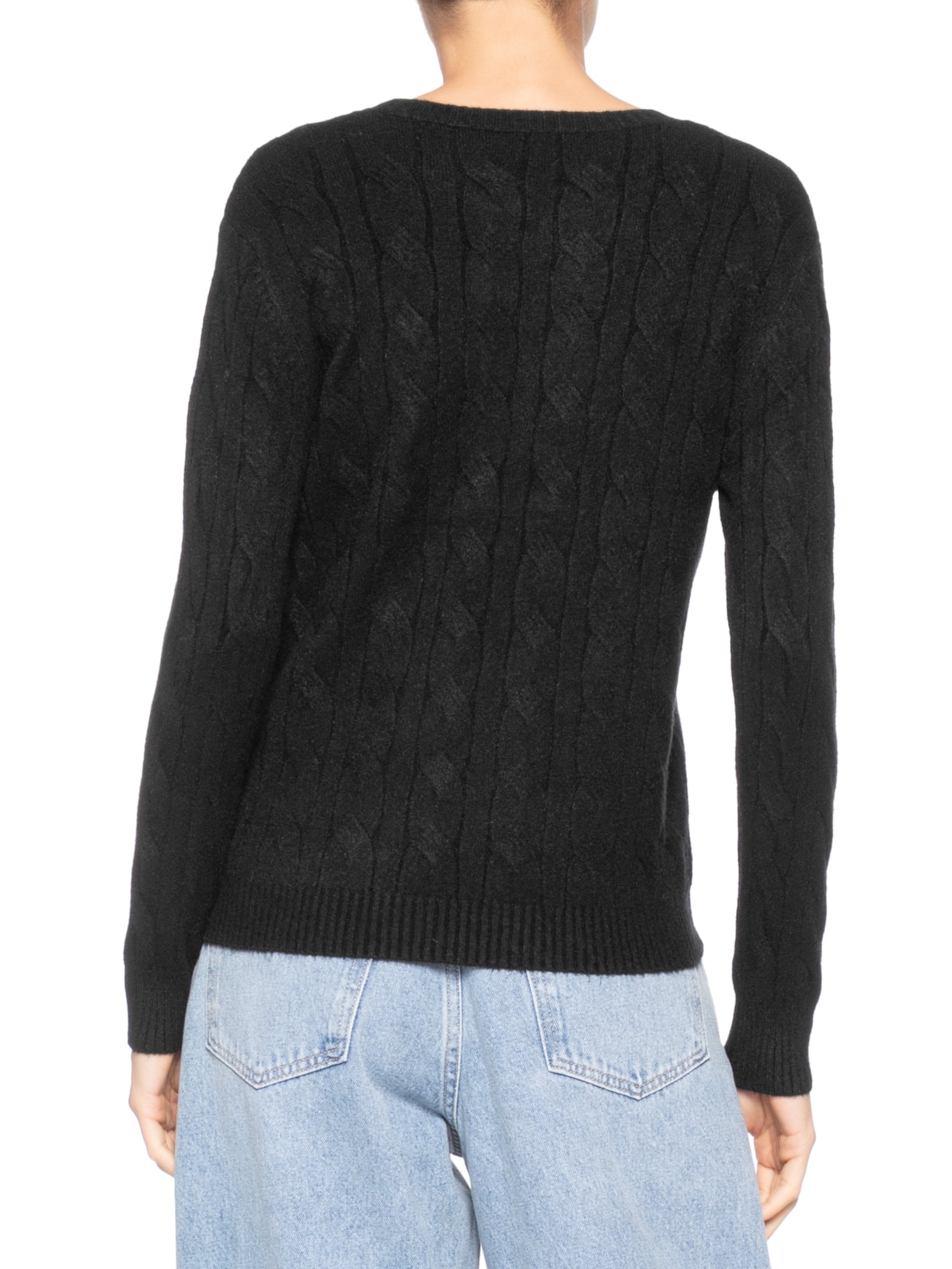 Suéter Feminino Texturizado Em Tricot Preto Basiq