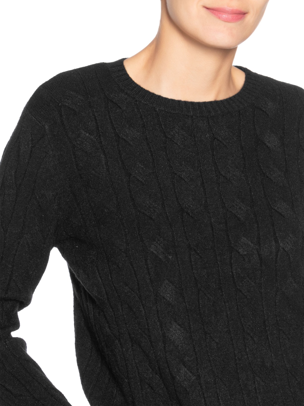 Suéter Feminino Texturizado Em Tricot Preto Basiq