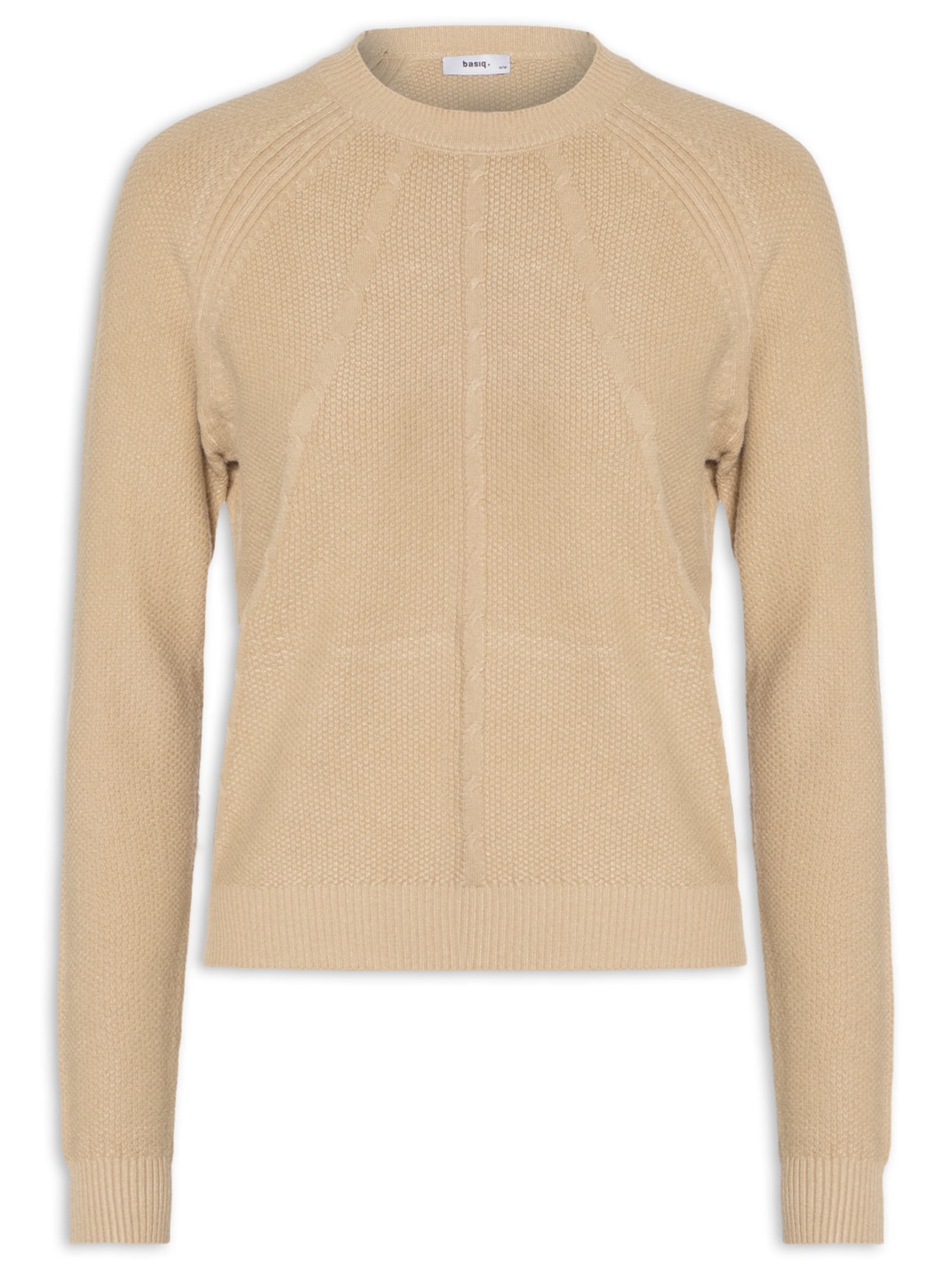 Suéter Feminino Texturizado Gola Careca - Bege