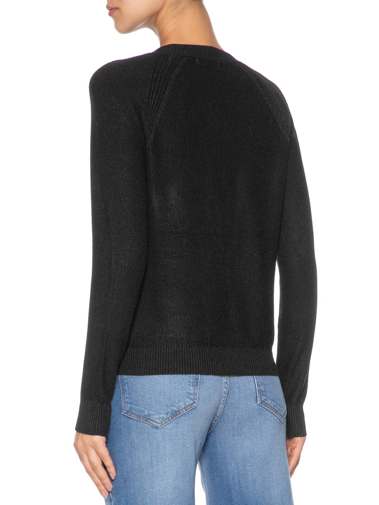 Suéter Feminino Texturizado Gola Careca Preto Basiq