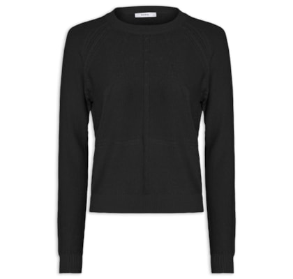 Suéter Feminino Texturizado Gola Careca - Preto