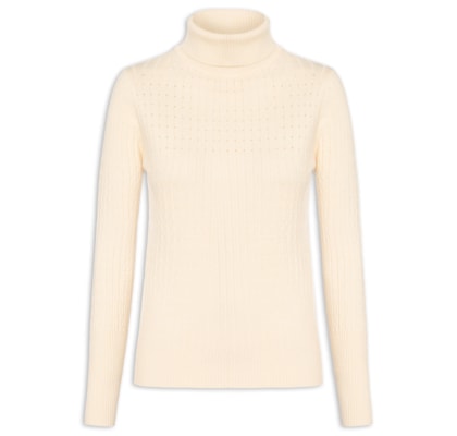 Suéter Feminino Texturizado Gola Role - Amarelo 