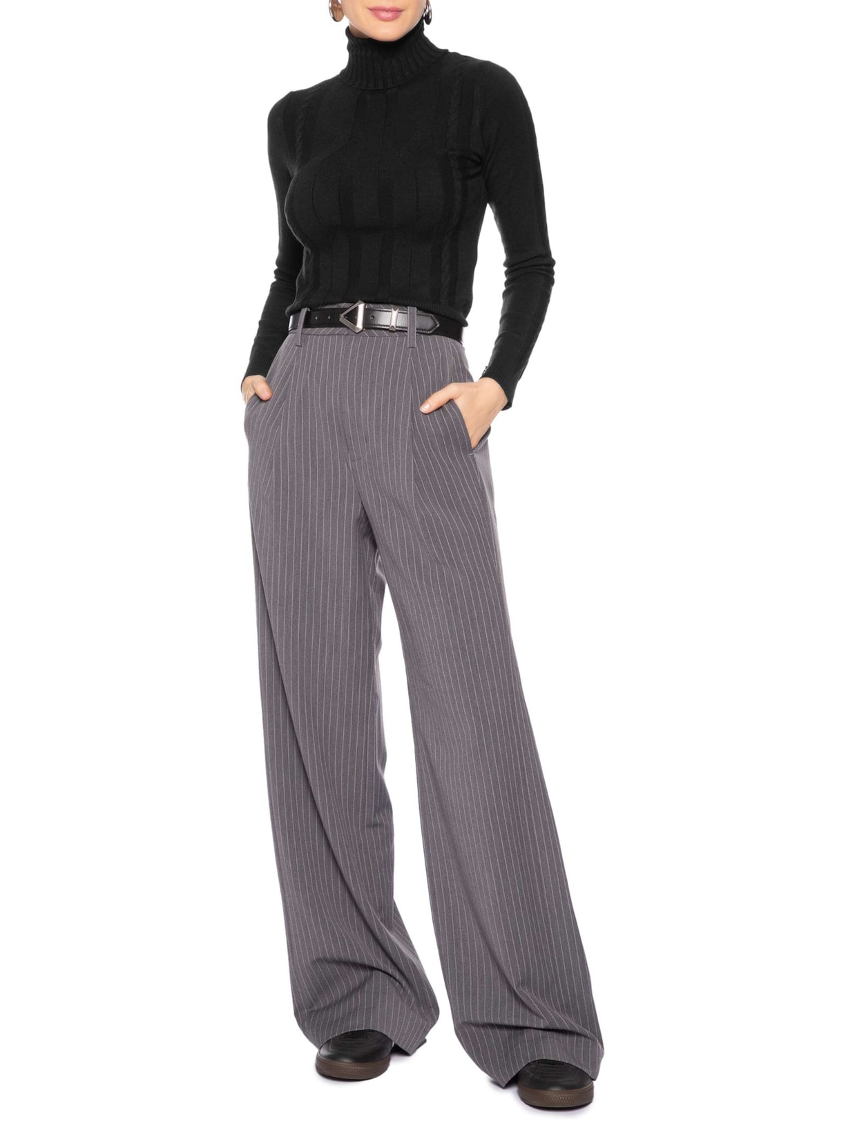 Suéter Feminino Texturizado Preto Basiq