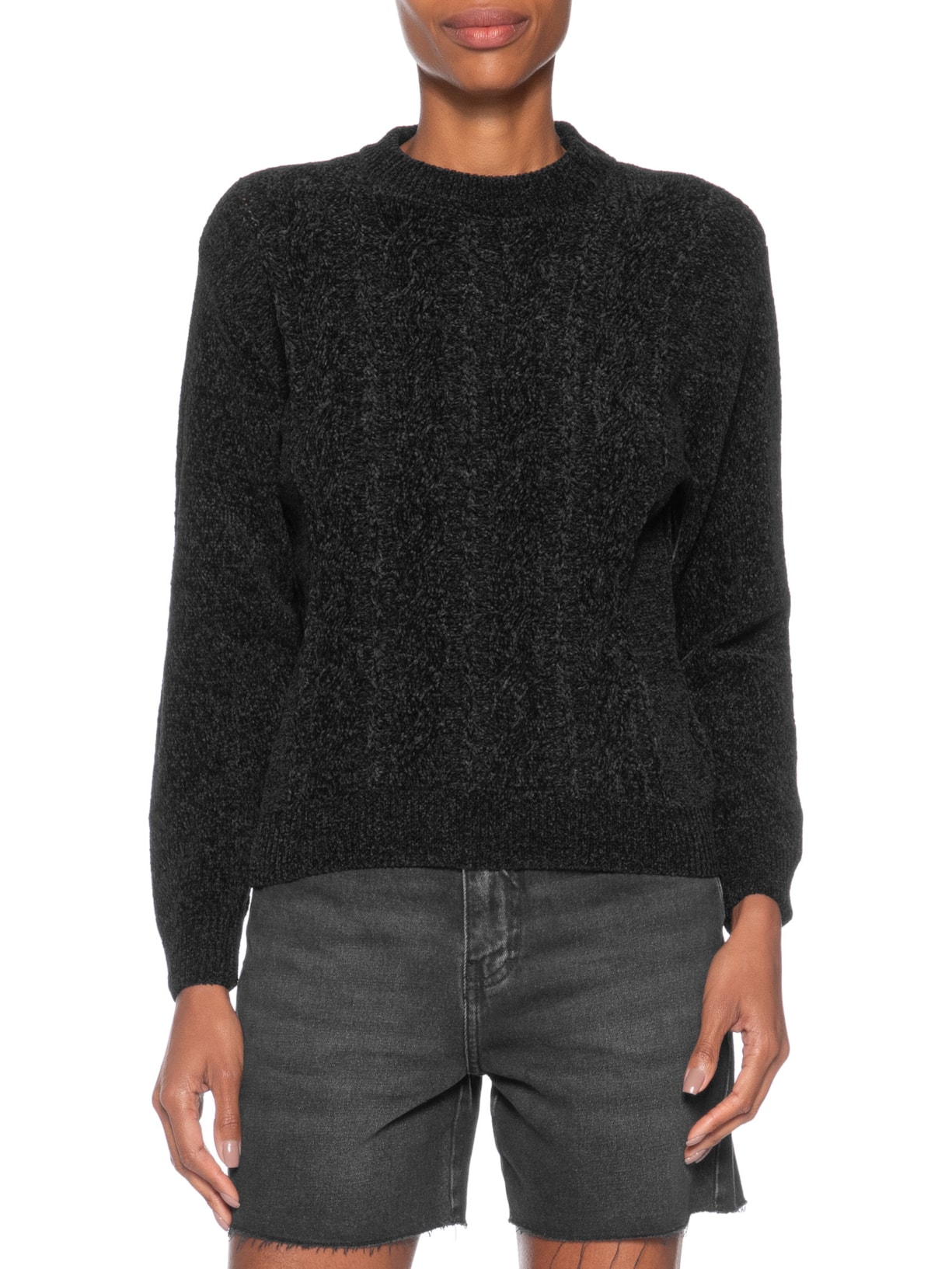Suéter Feminino Trançado Preto Basiq