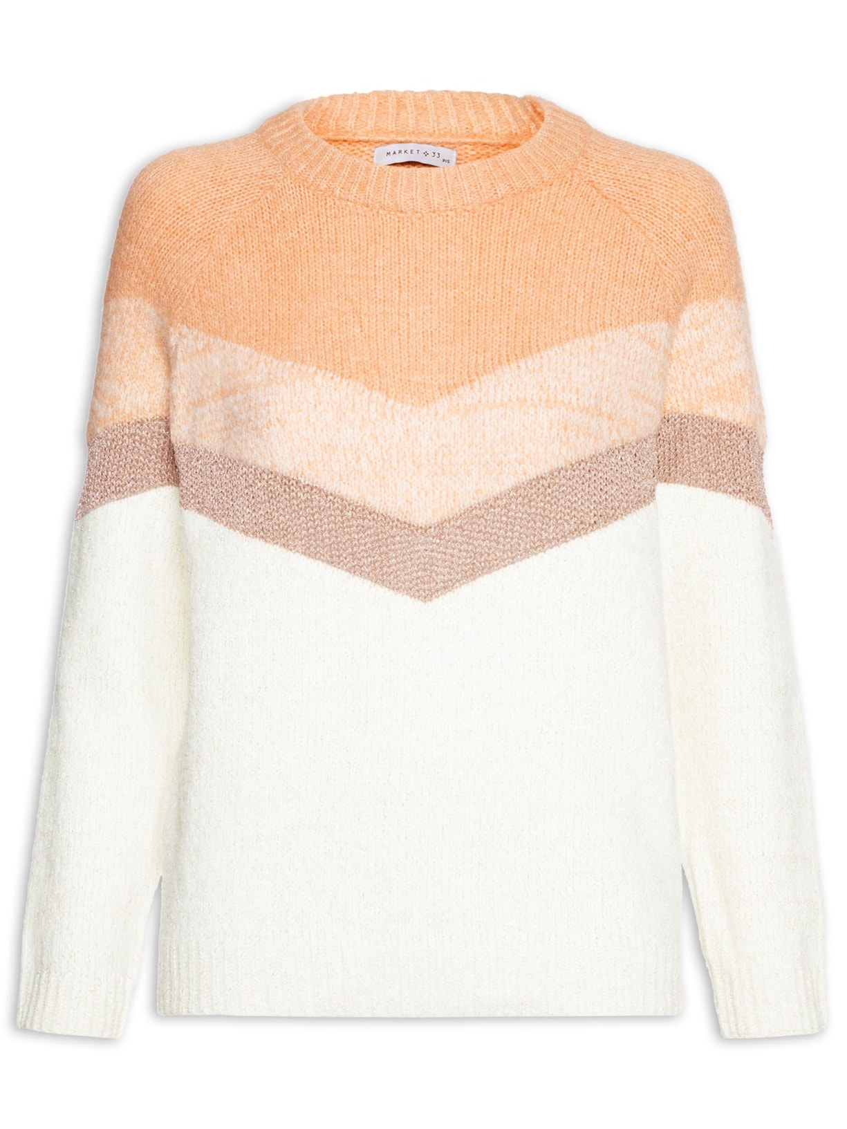 Suéter Feminino Tricolor Em Tricot - Off White