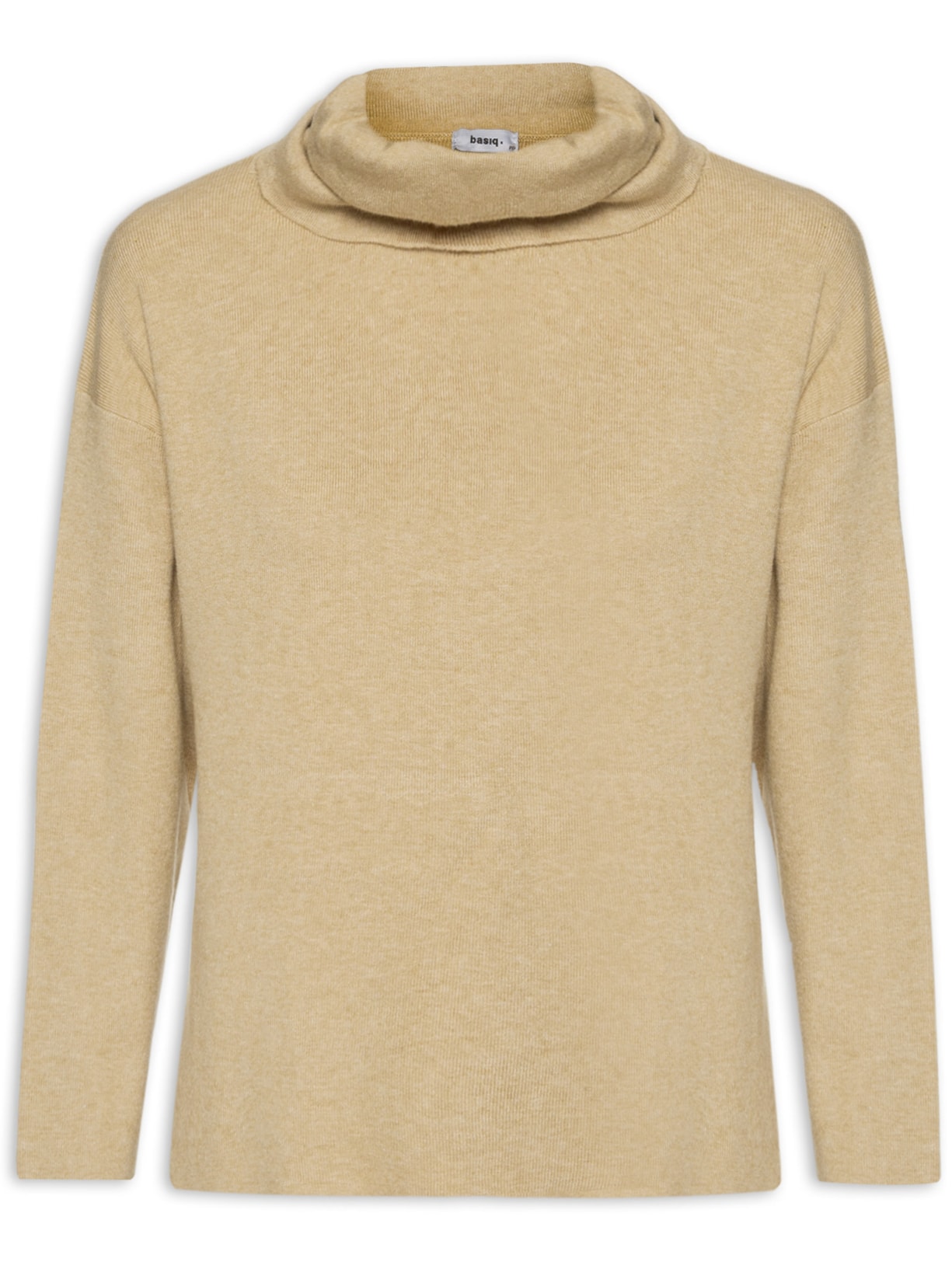 Suéter Feminino Tricot Básico Gola Alta - Bege