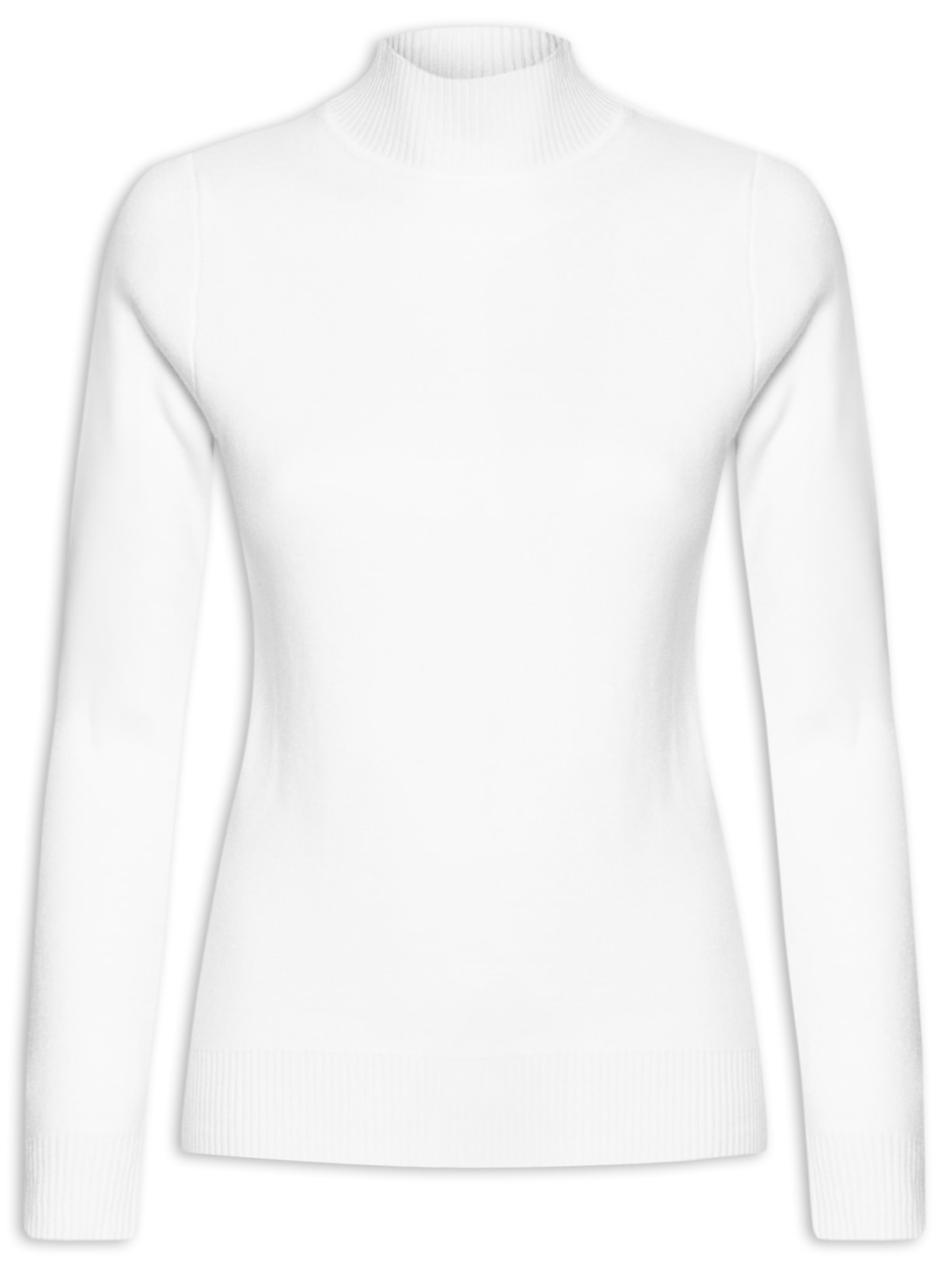 Suéter Feminino Tricot Básico Gola Alta - Branco