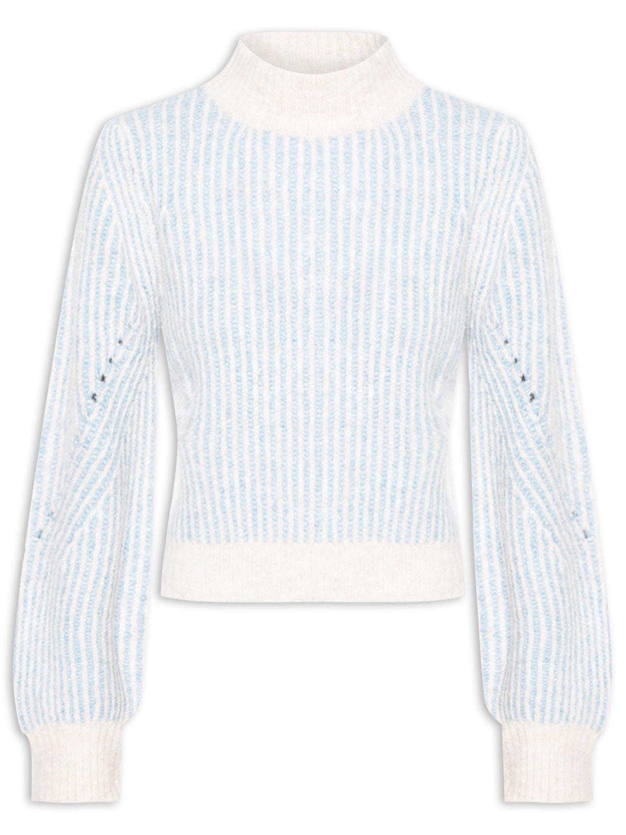 Suéter Feminino Tricot Bicolor - Azul