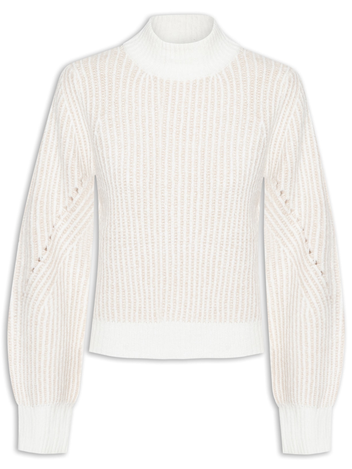 Suéter Feminino Tricot Bicolor - Off White