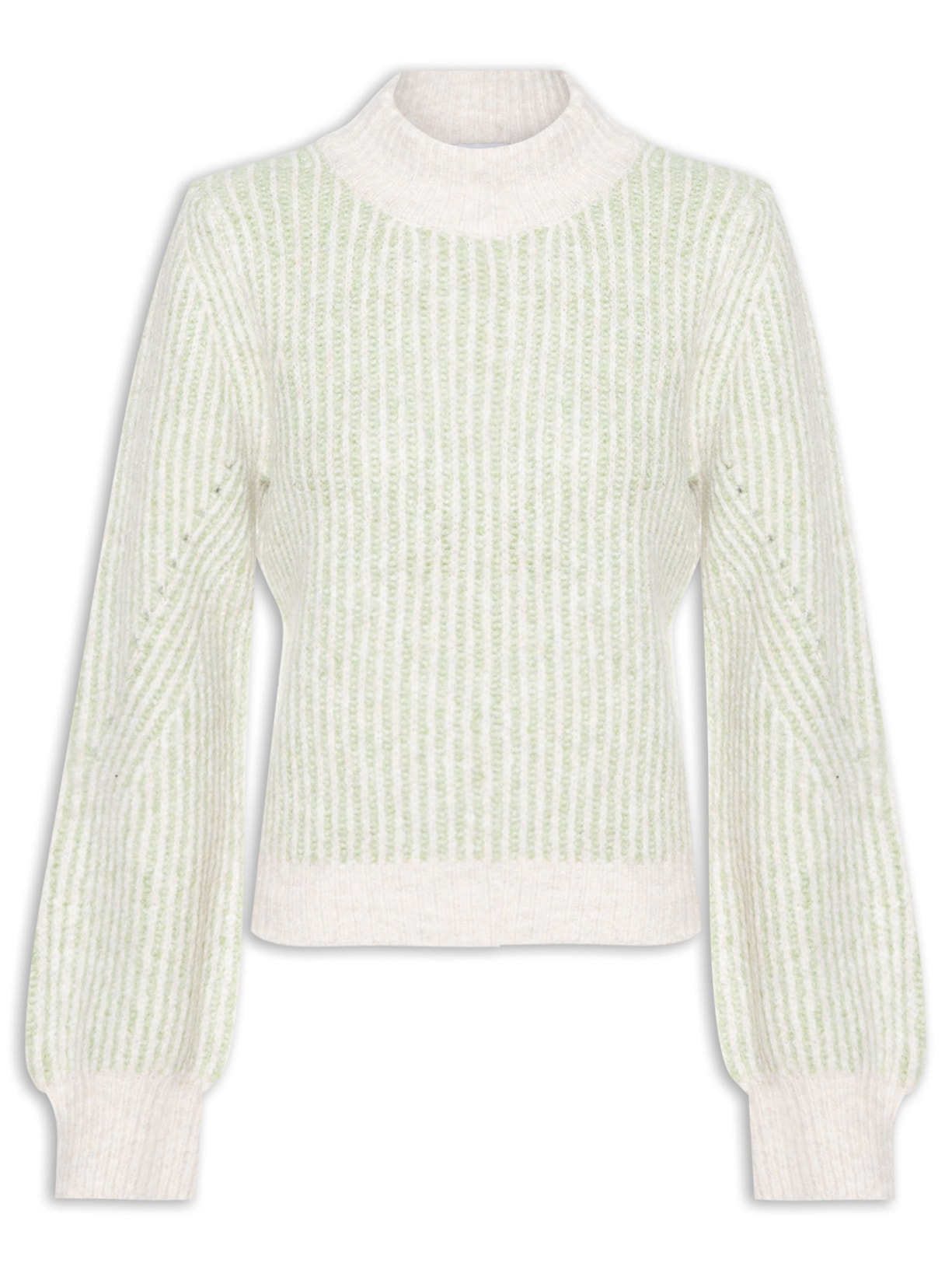 Suéter Feminino Tricot Bicolor - Verde