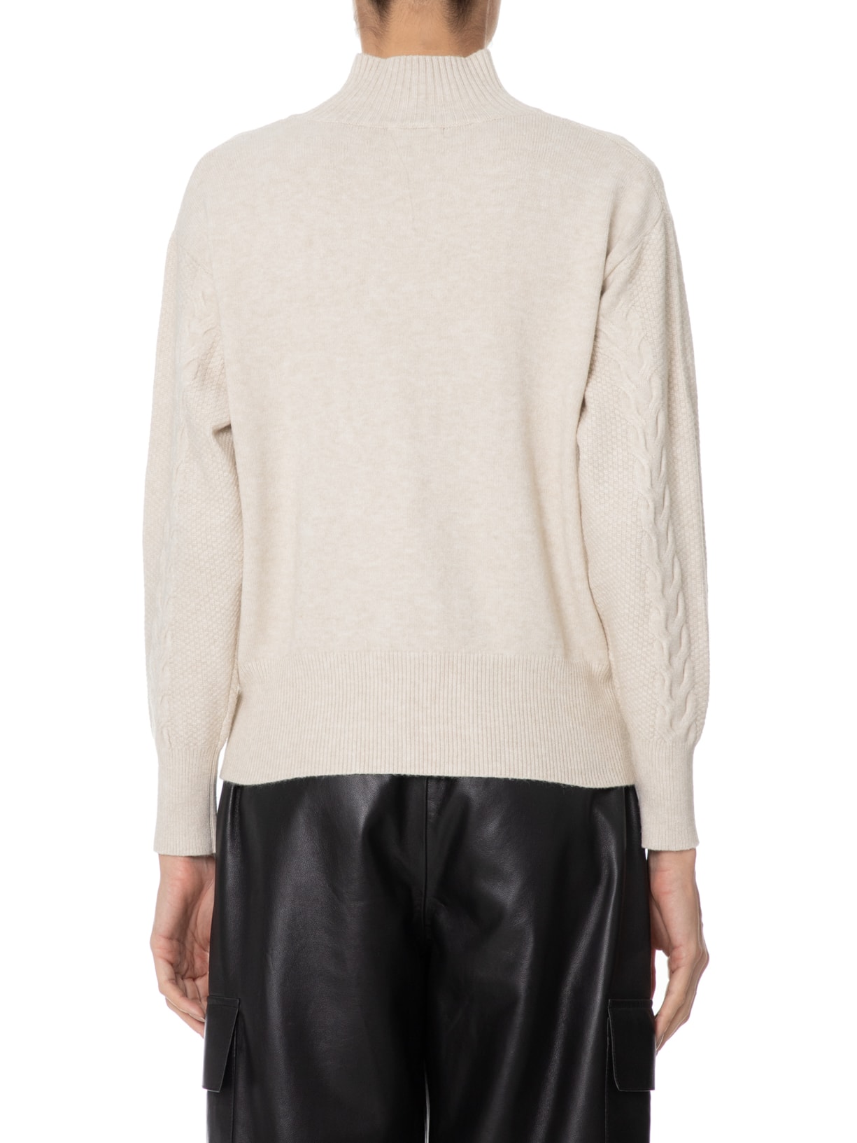 Suéter Feminino Tricot Com Gola Alta Bege Market 33