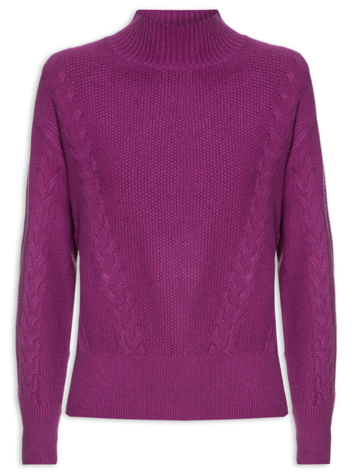 Suéter Feminino Tricot Com Gola Alta - Roxo