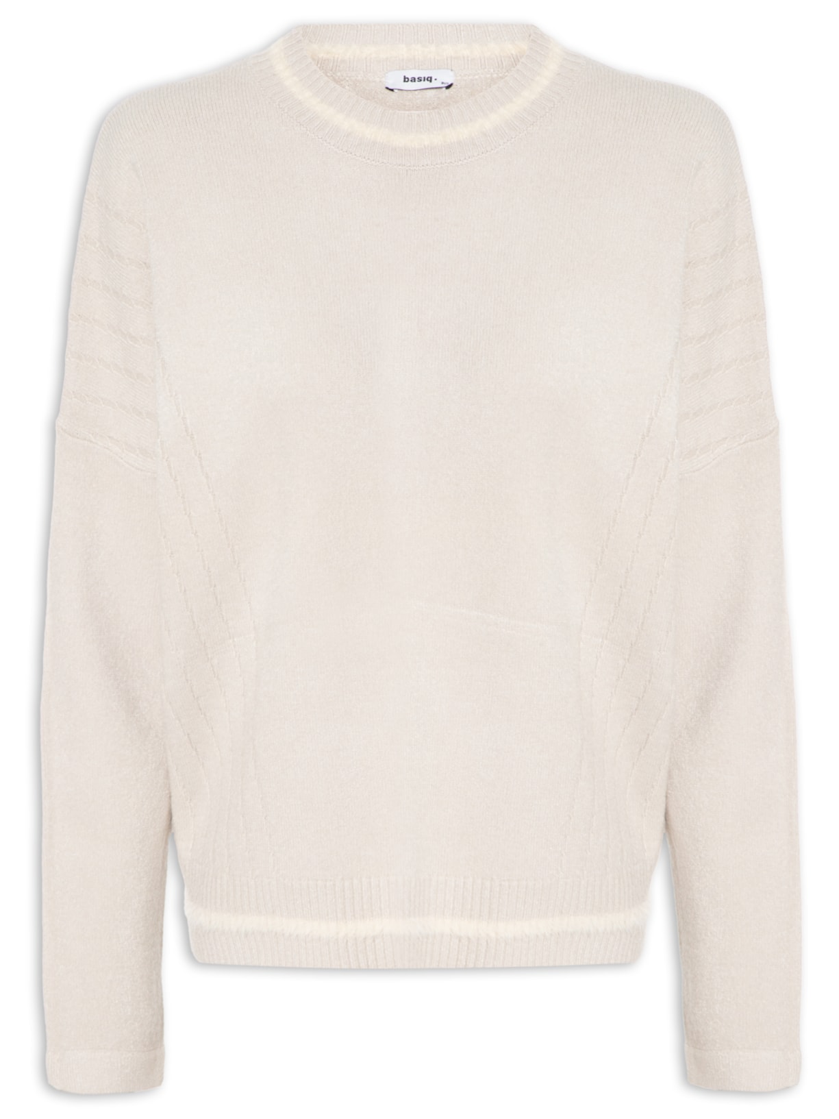 Suéter Feminino Tricot Com Textura - Bege