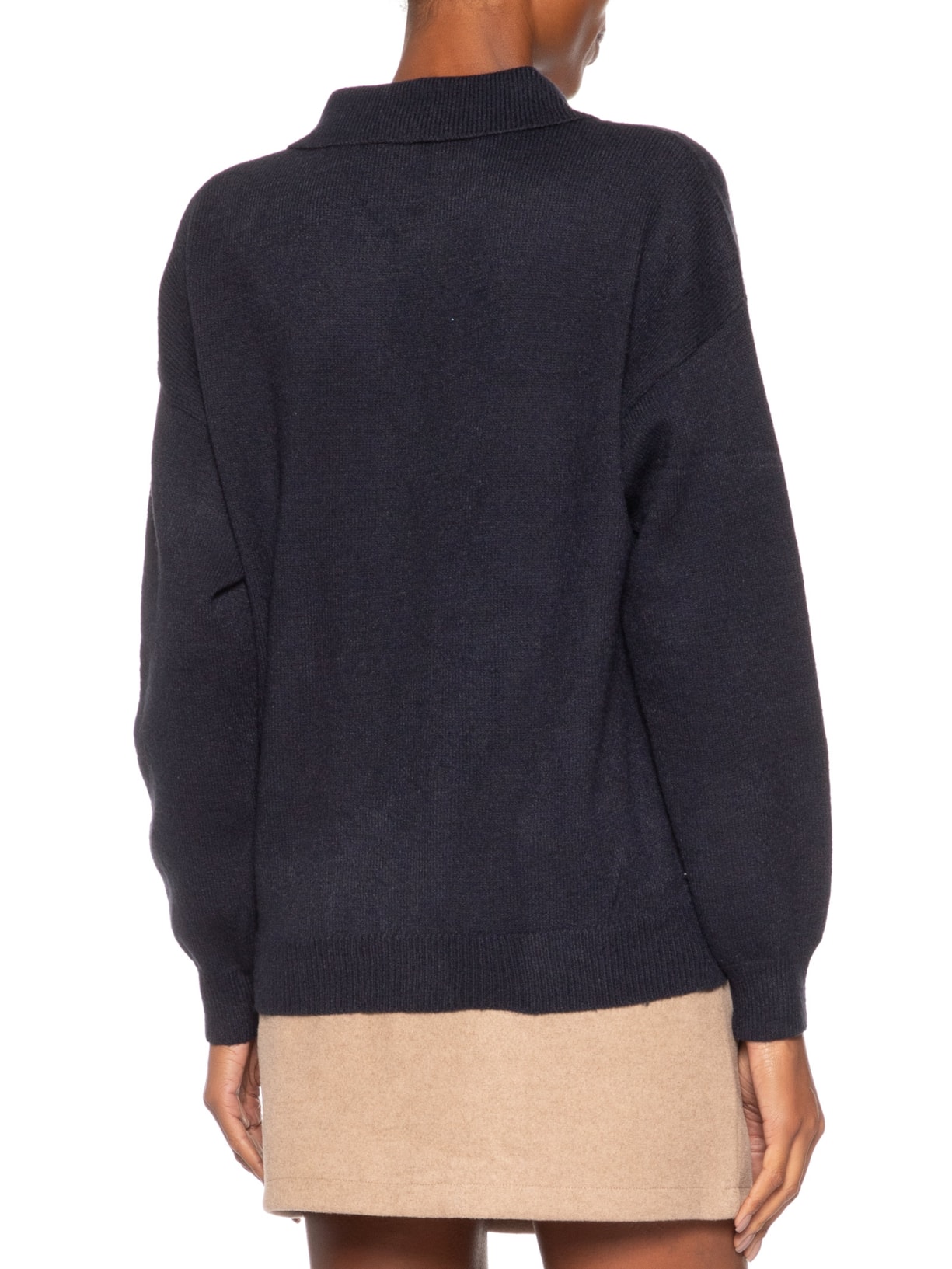 Suéter Feminino Tricot Comfy Gola Esporte Azul Basiq