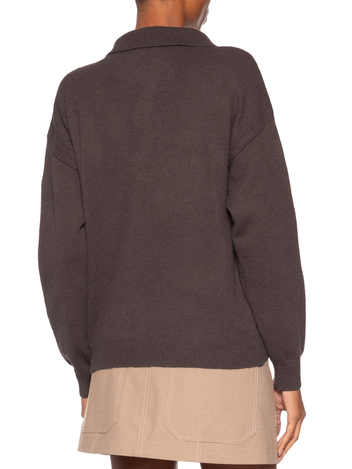 Suéter Feminino Tricot Comfy Gola Esporte  – Marrom Basiq