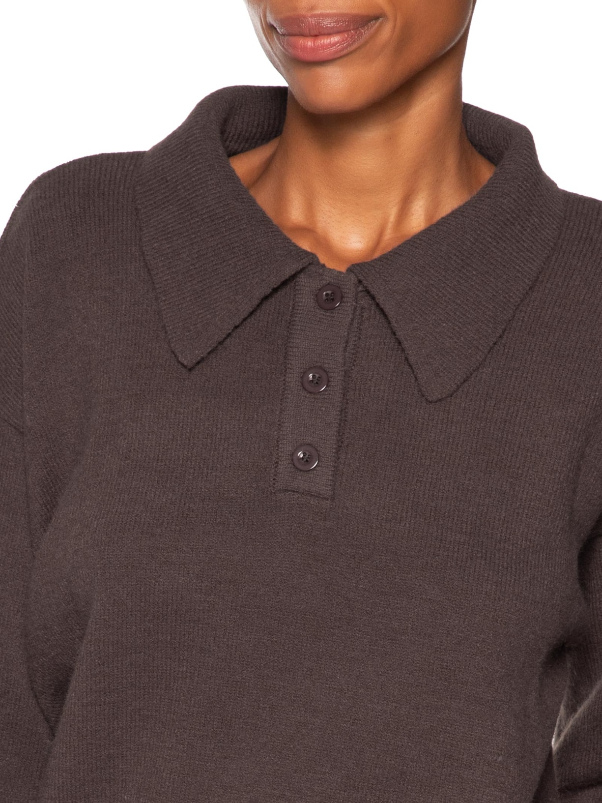 Suéter Feminino Tricot Comfy Gola Esporte  – Marrom Basiq