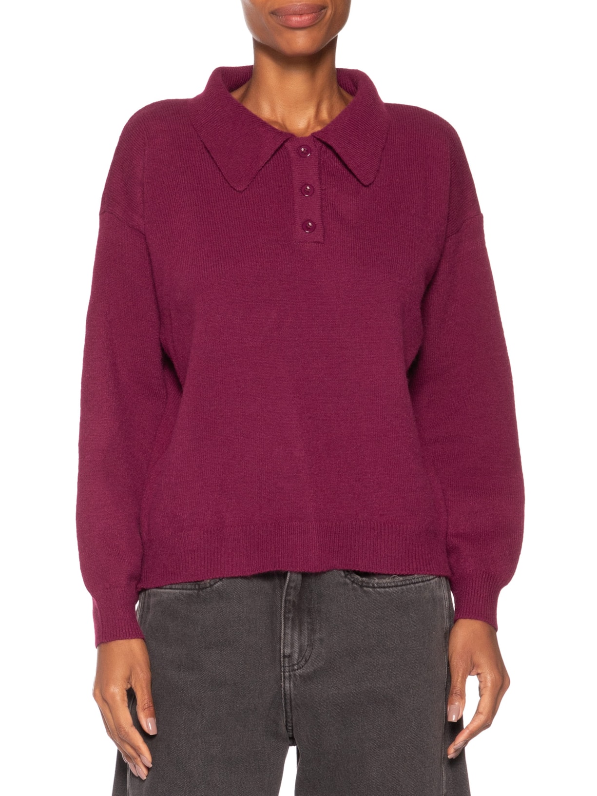 Suéter Feminino Tricot Comfy Gola Esporte – Vermelho Basiq