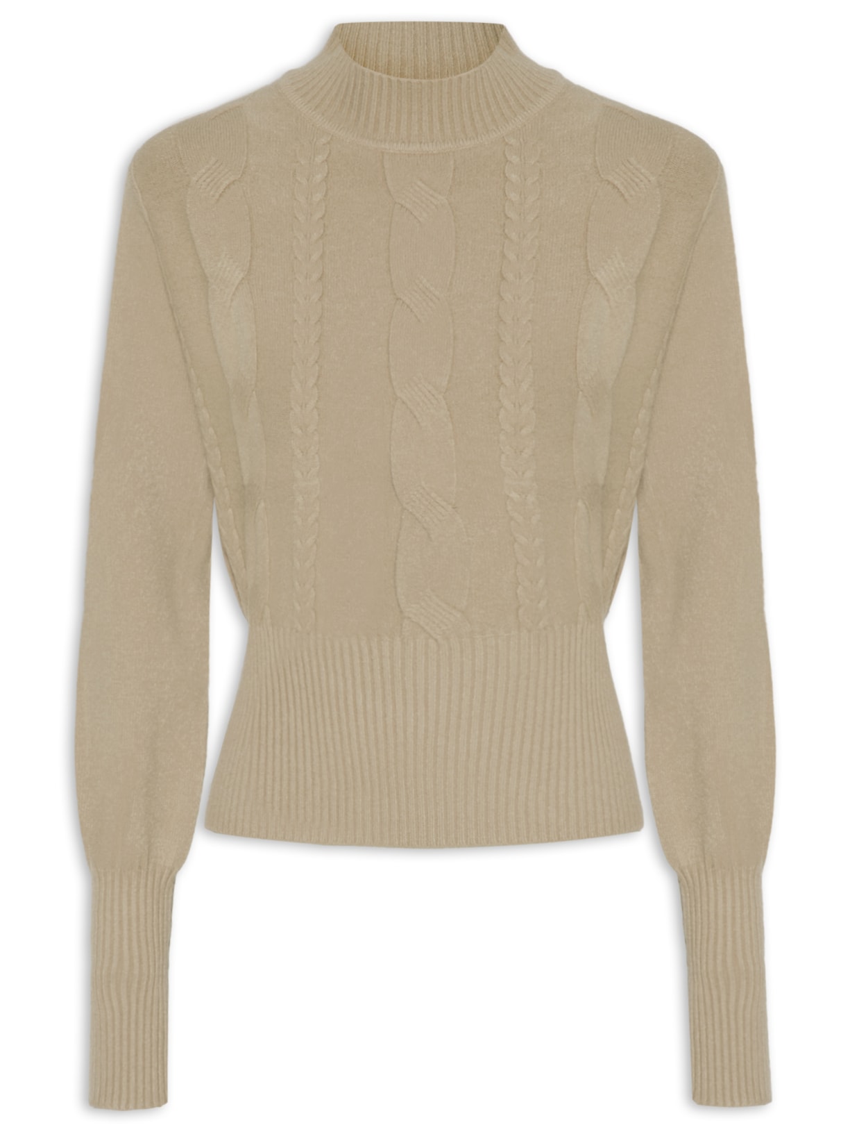 Suéter Feminino Tricot Curto - Bege