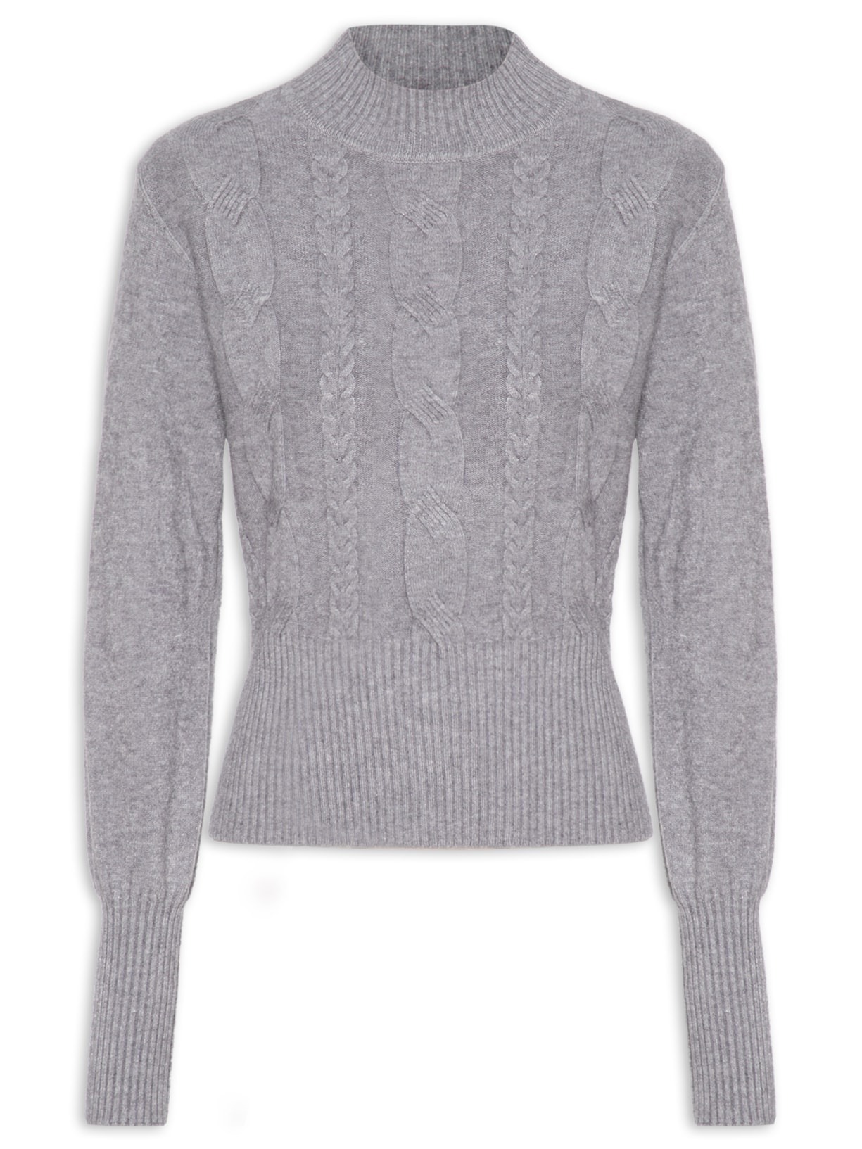 Suéter Feminino Tricot Curto - Cinza