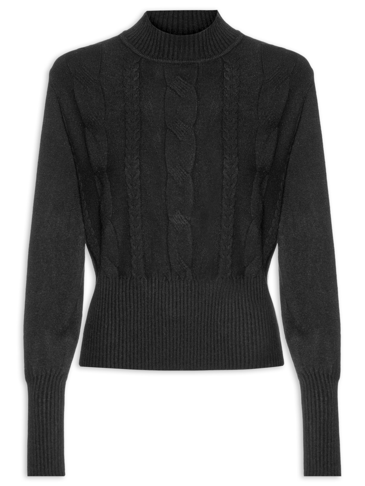 Suéter Feminino Tricot Curto - Preto