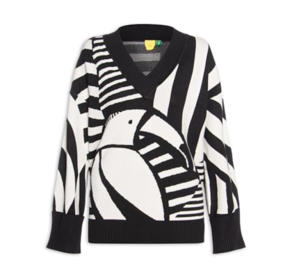 Suéter Feminino Tricot Decote V Tuca Legal - Preto