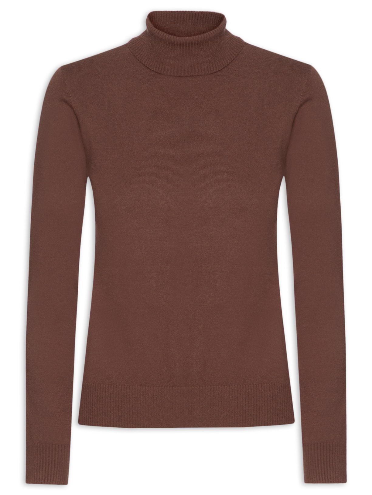 Suéter Feminino Tricot Gola Alta - Marrom