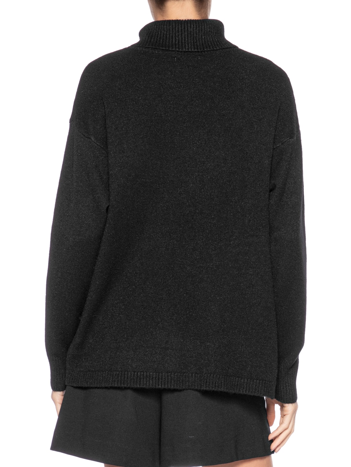 Suéter Feminino Tricot Gola Alta Texturizado Preto Basiq