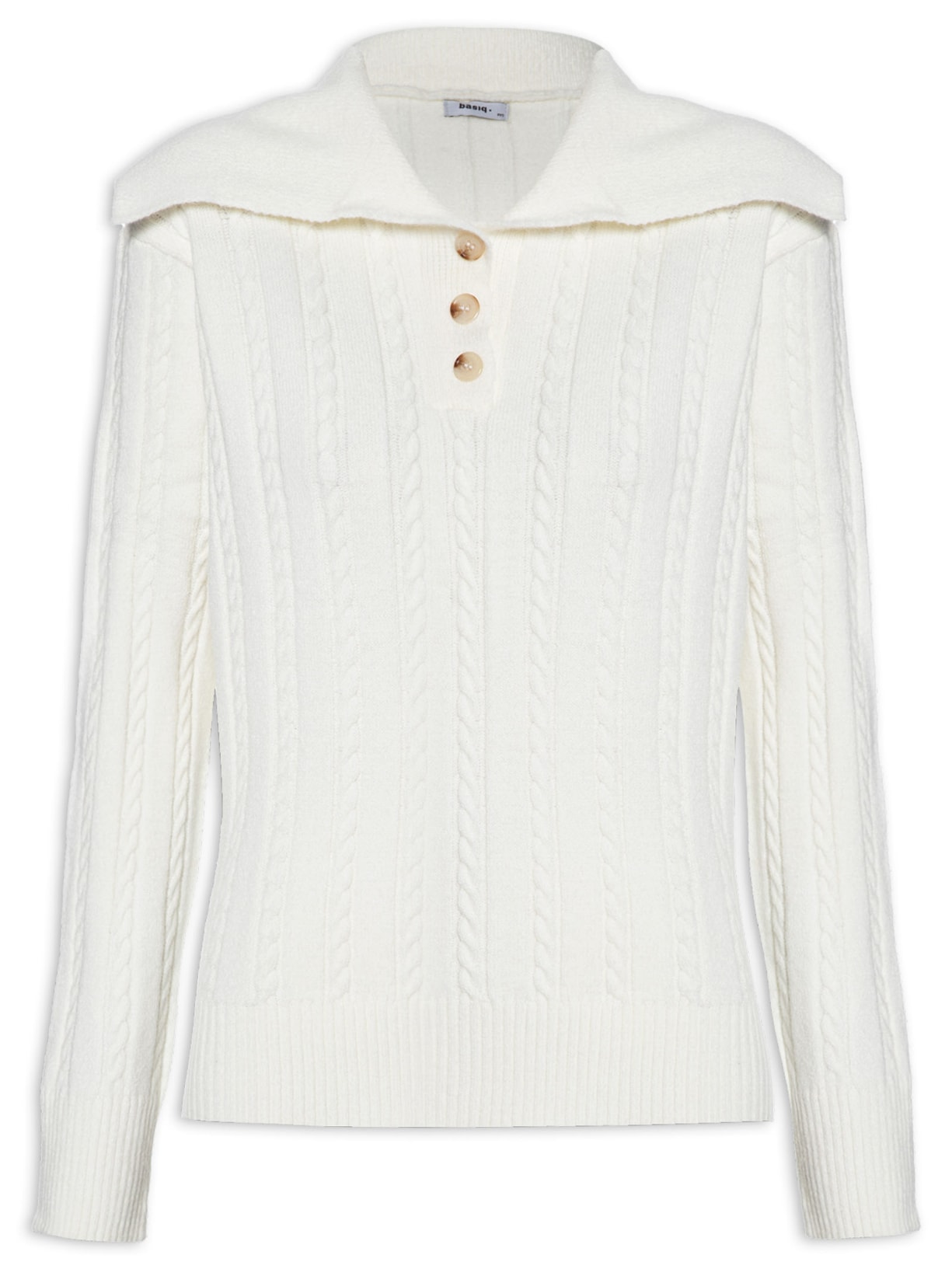 Suéter Feminino Tricot Gola Ampla - Off White