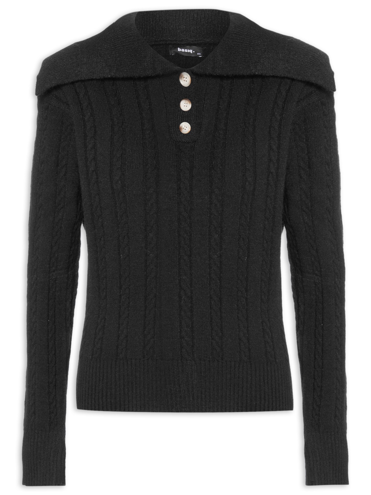 Suéter Feminino Tricot Gola Ampla - Preto