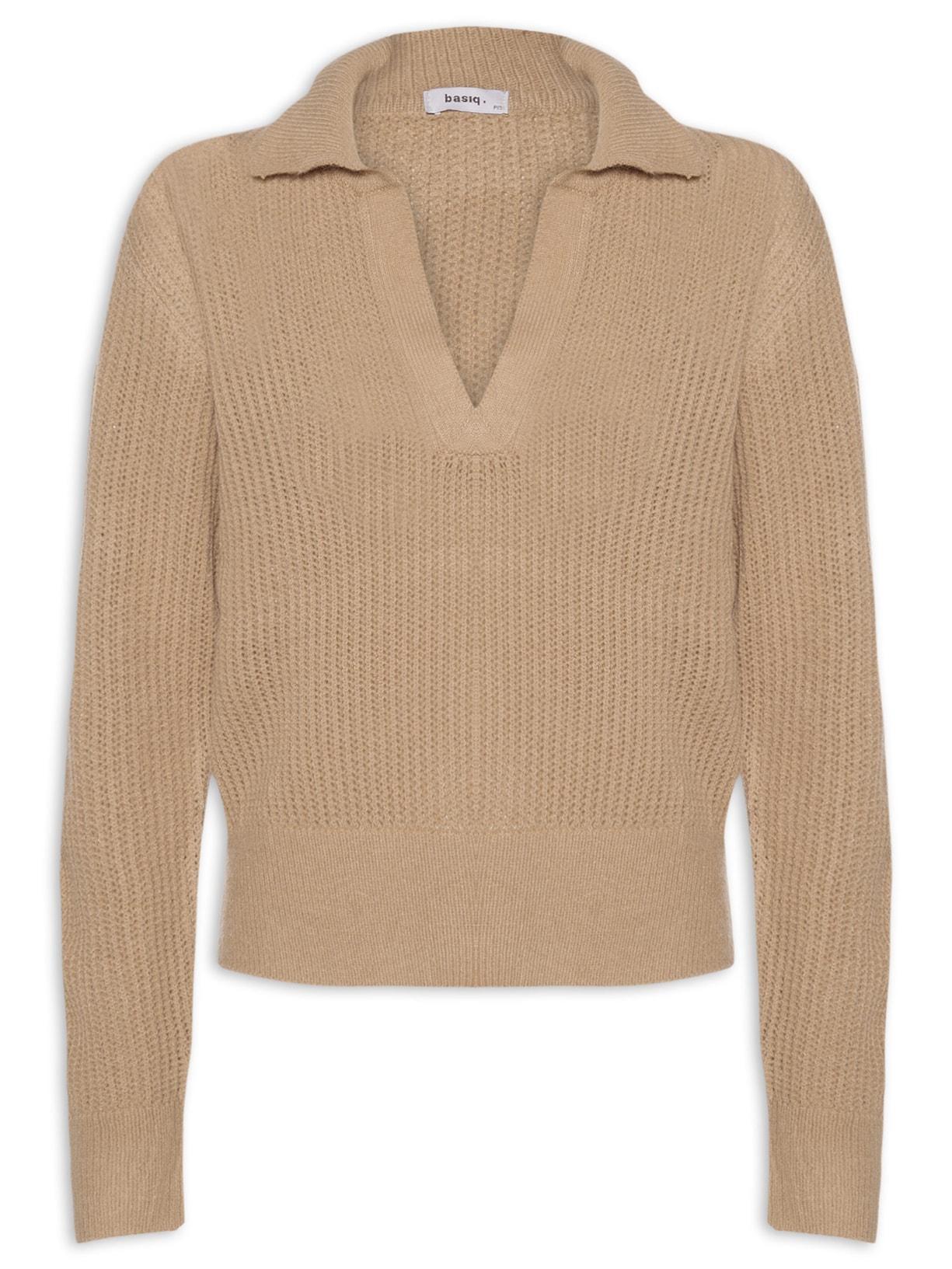 Suéter Feminino Tricot Gola Polo - Marrom