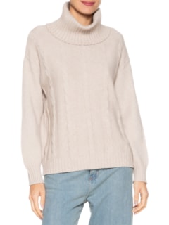 Suéter Feminino Tricot Gola Rolê - Bege by BASIQ