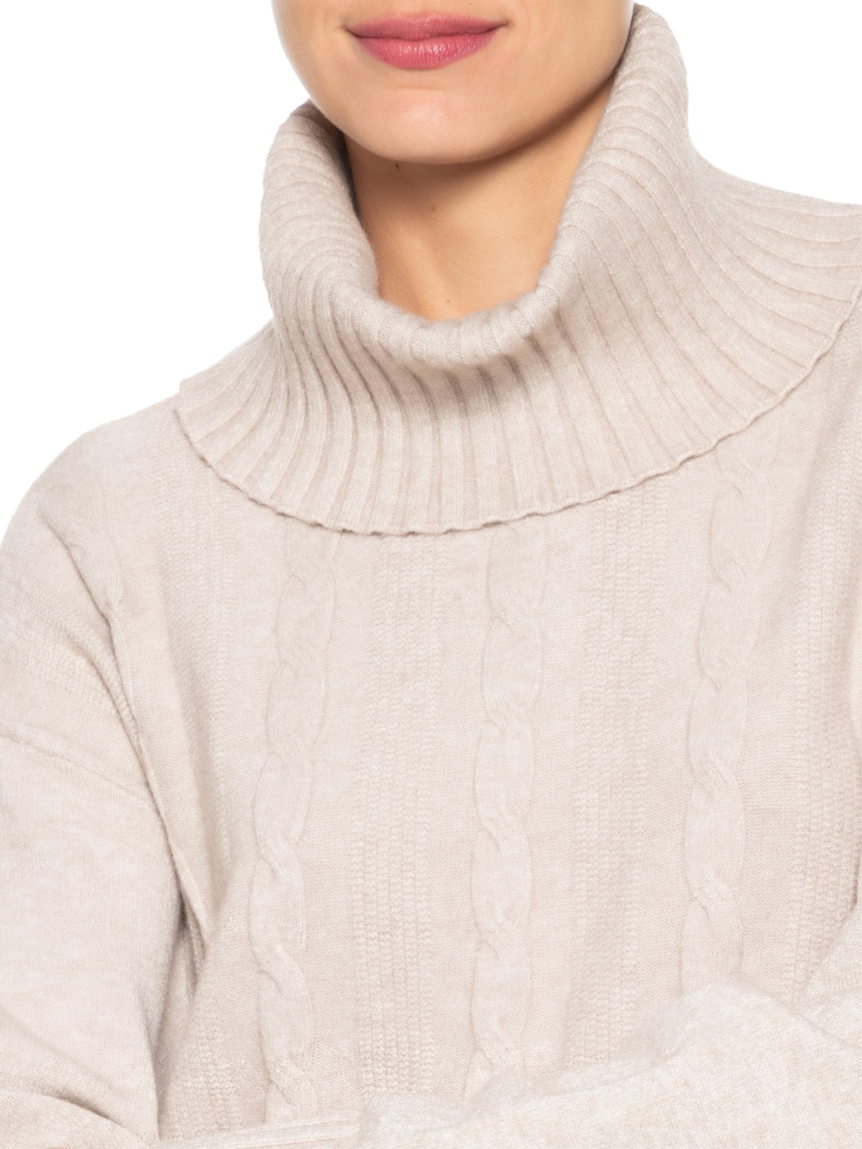 Suéter Feminino Tricot Gola Rolê - Bege by BASIQ