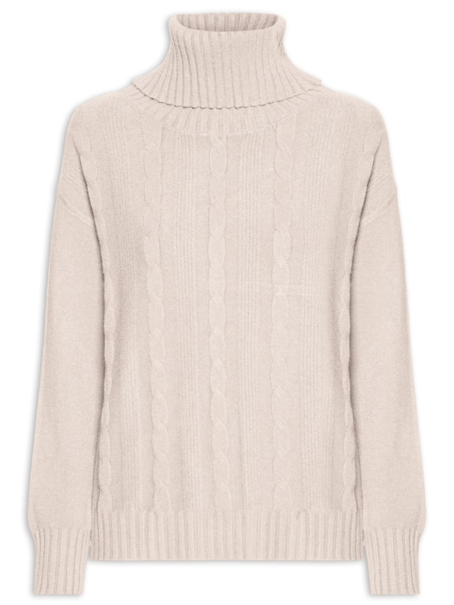 Suéter Feminino Tricot Gola Rolê - Bege by BASIQ