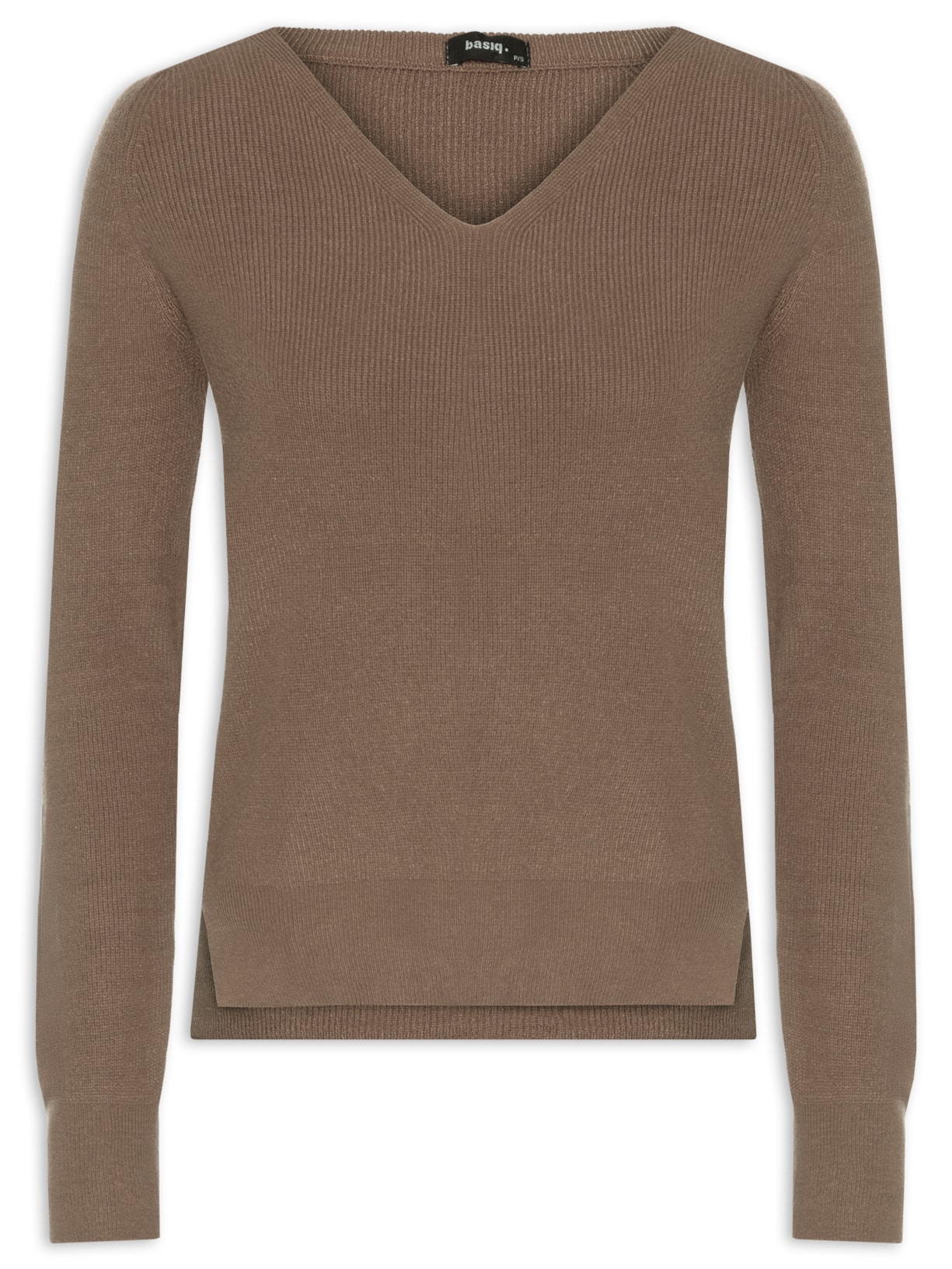 Suéter Feminino Tricot Gola V - Marrom