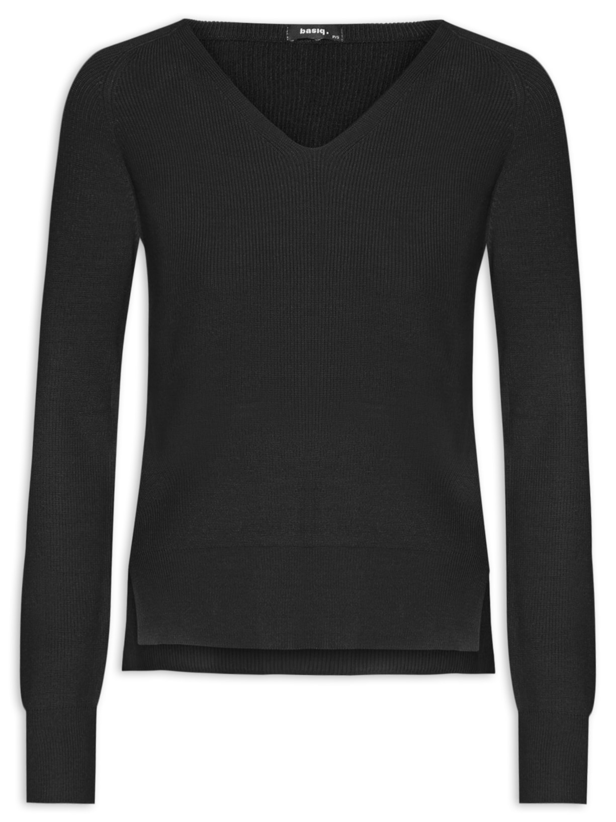 Suéter Feminino Tricot Gola V - Preto