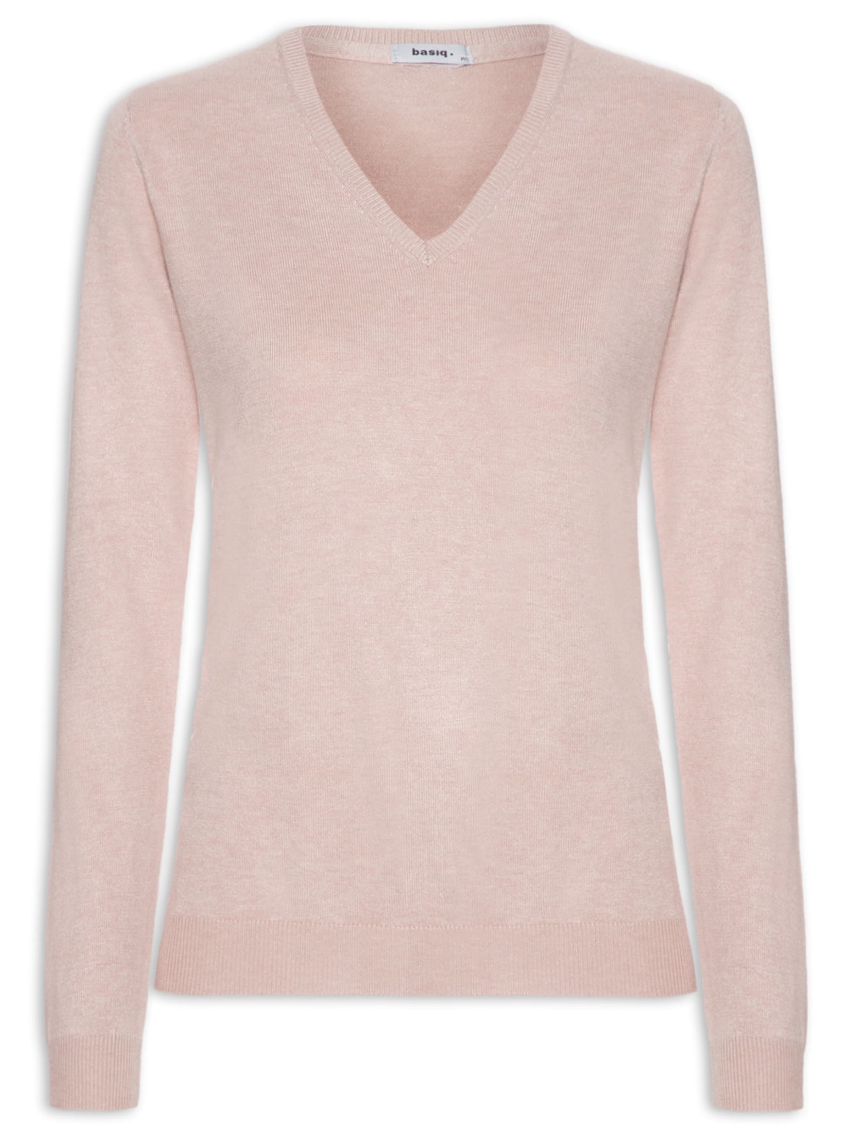 Suéter Feminino Tricot Gola V - Rosa