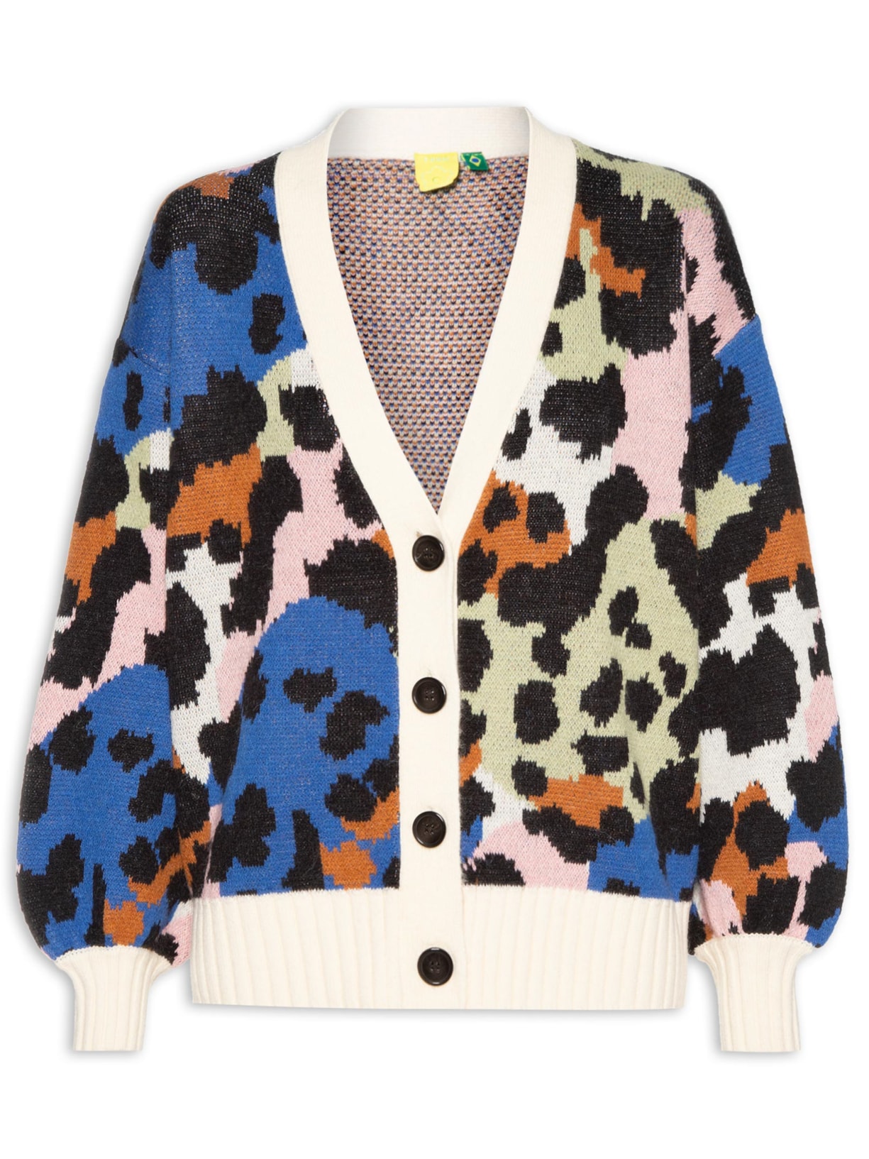 Suéter Feminino Tricot Leopardo - Azul