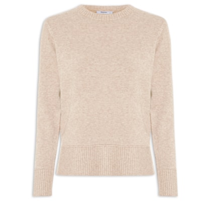Suéter Feminino Tricot Oversized Básico - Bege