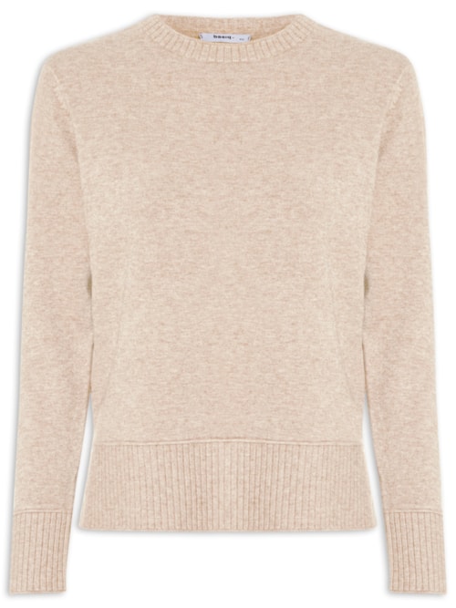 Suéter Feminino Tricot Oversized Básico - Bege