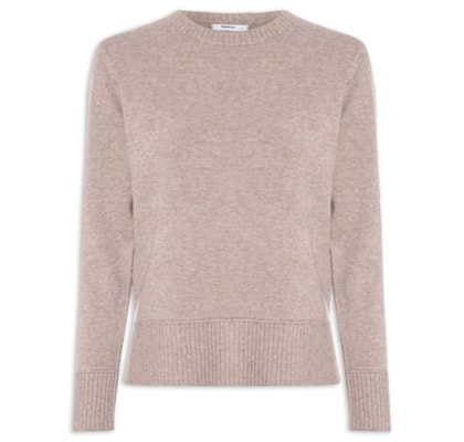 Suéter Feminino Tricot Oversized Básico - Bege